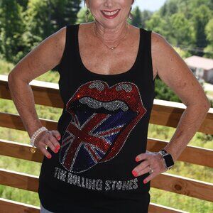 The Rolling Stones British Flag rhinestone tank XS  S M L XL XXL 1X 2X 3X 4X 5X